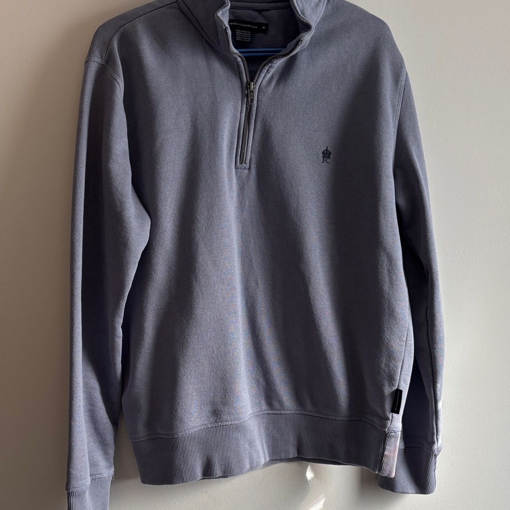 French Connection Men's Slate Zip-Up Sweater size medium